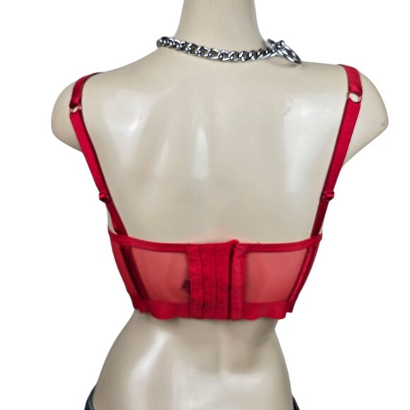 Victoria's Secret Very Sexy Bustier Bra Sz S Red Lace Coquette Whimsigoth - Picture 6 of 10
